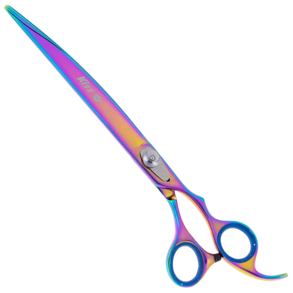 Geib Silver Rainbow Kiss Curved Scissors – 8.5in Micro-Bevel Blades with Premium Rainbow Finish