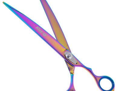 Geib Silver Rainbow Kiss Curved Scissors – 8.5in Micro-Bevel Blades with Premium Rainbow Finish