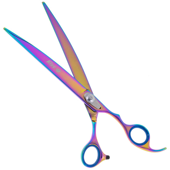 Geib Silver Rainbow Kiss Curved Scissors – 8.5in Micro-Bevel Blades with Premium Rainbow Finish