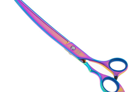 Geib Silver Rainbow Kiss Curved Scissors – 8.5in Micro-Bevel Blades with Premium Rainbow Finish