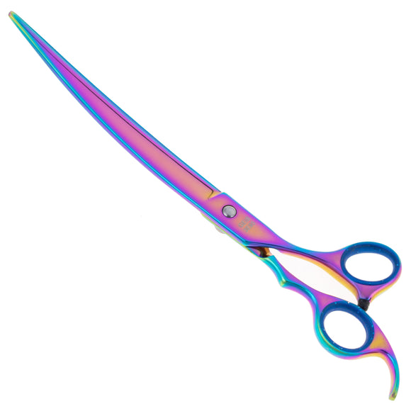 Geib Silver Rainbow Kiss Curved Scissors – 8.5in Micro-Bevel Blades with Premium Rainbow Finish