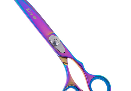 Geib Silver Rainbow Kiss Curved Scissors – 8.5in Micro-Bevel Blades with Premium Rainbow Finish