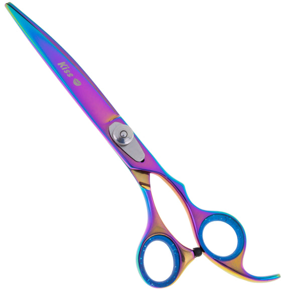 Geib Silver Rainbow Kiss Curved Scissors – 8.5in Micro-Bevel Blades with Premium Rainbow Finish