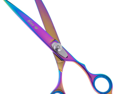 Geib Silver Rainbow Kiss Curved Scissors – 8.5in Micro-Bevel Blades with Premium Rainbow Finish