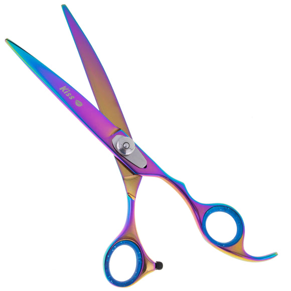 Geib Silver Rainbow Kiss Curved Scissors – 8.5in Micro-Bevel Blades with Premium Rainbow Finish