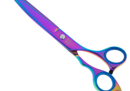Geib Silver Rainbow Kiss Curved Scissors – 8.5in Micro-Bevel Blades with Premium Rainbow Finish