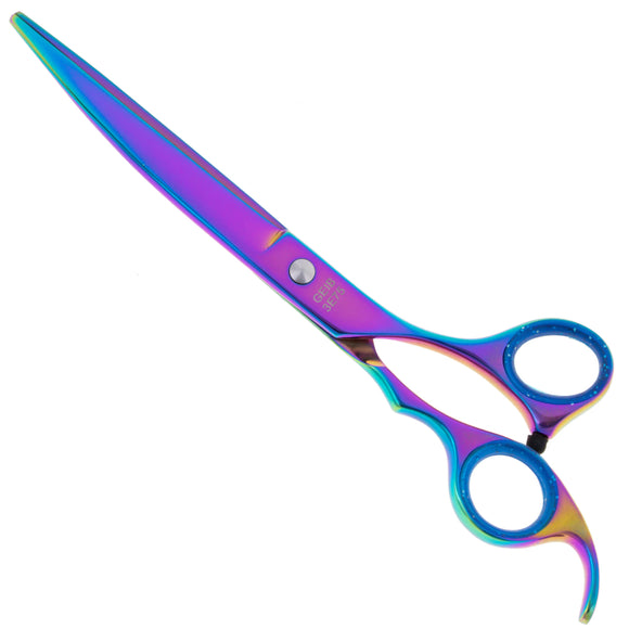 Geib Silver Rainbow Kiss Curved Scissors – 8.5in Micro-Bevel Blades with Premium Rainbow Finish