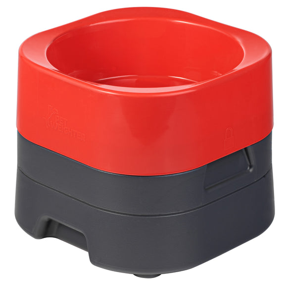 Pet Weighter Raised Dog Bowl – Heavy Non-Slip Base, Large Size, Red Color
