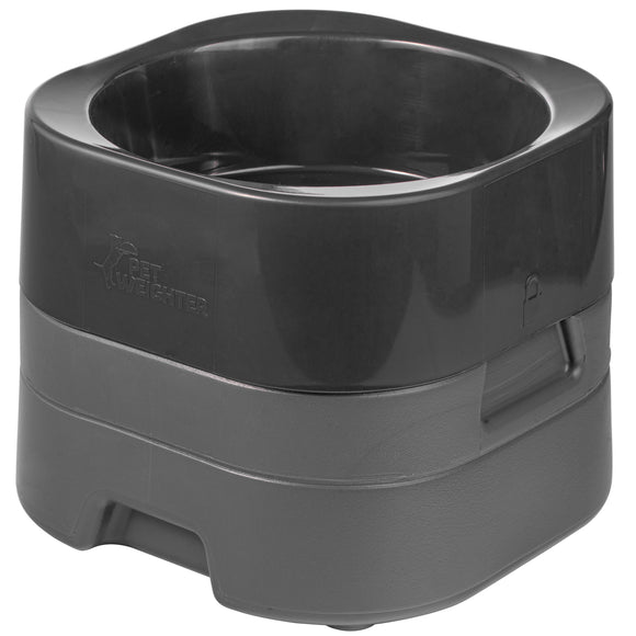 Pet Weighter Raised Dog Bowl Complete Gray – Heavy Non-Slip Base, Medium Size