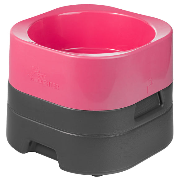 Pet Weighter Complete Raised Bowl Pink – Stable Heavy Base, Medium, Fuchsia Finish