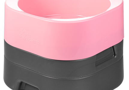 Pet Weighter Raised Dog Bowl Baby Pink – Heavy Non-Slip Base, Medium Size, Durable Design
