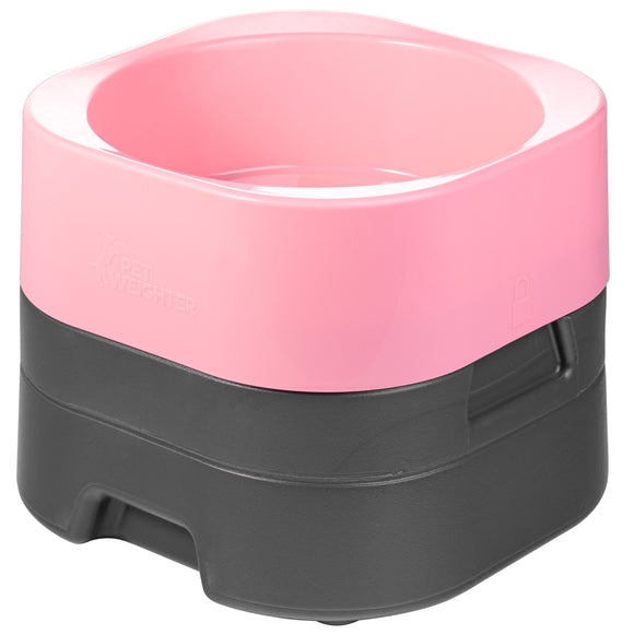 Pet Weighter Raised Dog Bowl Baby Pink – Heavy Non-Slip Base, Medium Size, Durable Design