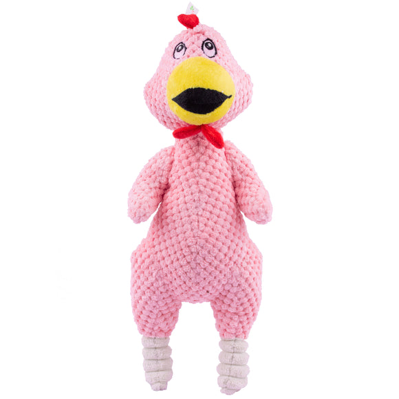 Blovi Funny Chicken Squeaky Dog Toy – 35cm Durable Pink Rubber Play Companion
