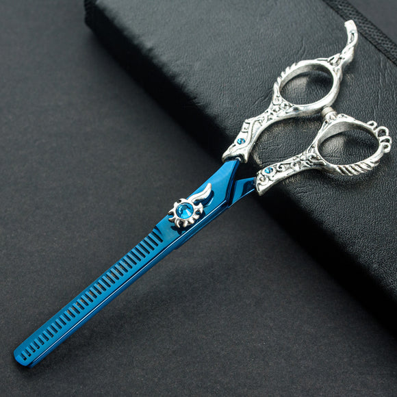 Excalibur Shears Poseidon Blue Thinner 6.5" – Single-Sided Thinning Shears, 32 Notches, Elegant Design
