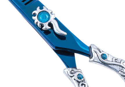 Excalibur Shears Poseidon Blue Thinner 6.5" – Single-Sided Thinning Shears, 32 Notches, Elegant Design