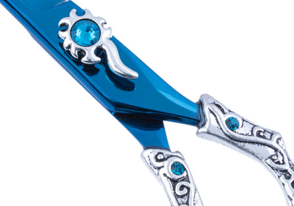 Excalibur Shears Blue Poseidon 6.5" Straight Scissors – High-Quality, Elegantly Decorated