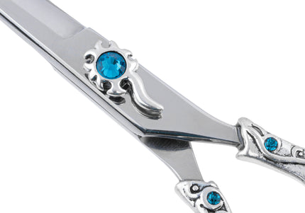 Excalibur Shears Blue Poseidon 6.5" Straight Scissors – High-Quality, Elegantly Decorated