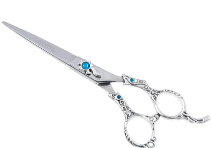 Excalibur Shears Blue Poseidon 6.5" Straight Scissors – High-Quality, Elegantly Decorated