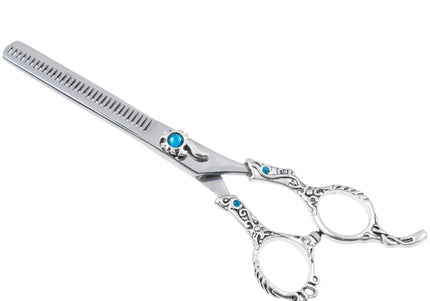 Excalibur Shears Poseidon Blue Thinner 6.5" – Single-Sided Thinning Shears, 32 Notches, Elegant Design