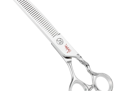Yento Cobra Series 7" Curved Thinning Shears – Decorative Handle, 40 Teeth, Professional Grade