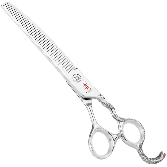 Yento Cobra Series 7" Curved Thinning Shears – Decorative Handle, 40 Teeth, Professional Grade