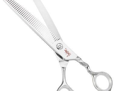 Yento Cobra Series 7" Curved Thinning Shears – Decorative Handle, 40 Teeth, Professional Grade
