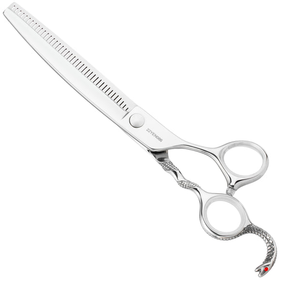 Yento Cobra Series 7" Curved Thinning Shears – Decorative Handle, 40 Teeth, Professional Grade