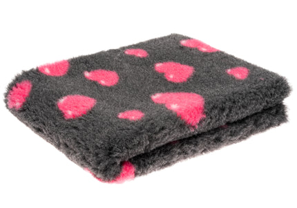 Blovi DryBed A+ Non-Slip Graphite Pet Bed with Pink Hearts, 100x75cm – Soft and Durable