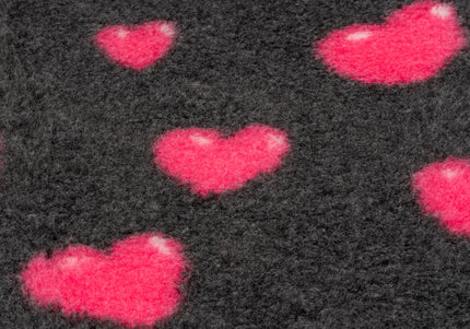 Blovi DryBed A+ Non-Slip Graphite Pet Bed with Pink Hearts, 100x75cm – Soft and Durable