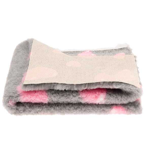 Blovi DryBed A+ Anti-Slip Grooming Bed – Gray with Pink Hearts, 75x50cm, Soft and Durable