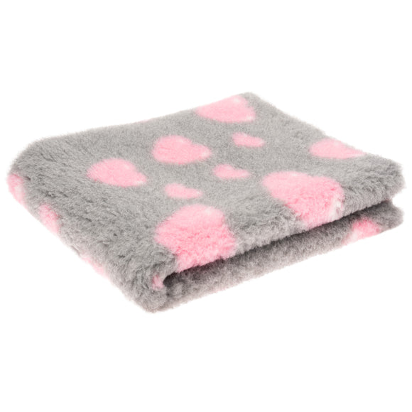 Blovi DryBed A+ Anti-Slip Grooming Bed – Gray with Pink Hearts, 75x50cm, Soft and Durable