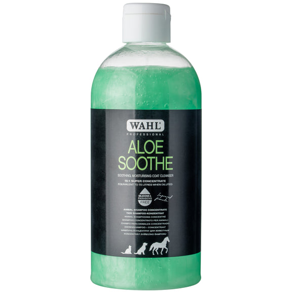 Wahl Aloe Soothe Shampoo – Mild Concentrated Formula with Aloe, 1:15 Dilution, 500ml Bottle