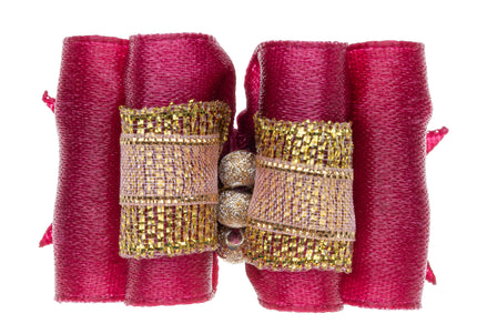 Blovi Decorative Display Pouf – Burgundy Cushion with Black Bow Accent, Elegant Design