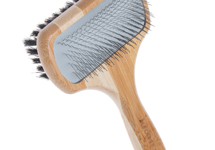 Groomer.dk 3D Volumizer Boar Bristle 2in1 – Double-Sided Poodle Brush with Metal Pins and Boar Bristles