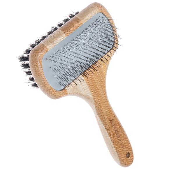 Groomer.dk 3D Volumizer Boar Bristle 2in1 – Double-Sided Poodle Brush with Metal Pins and Boar Bristles