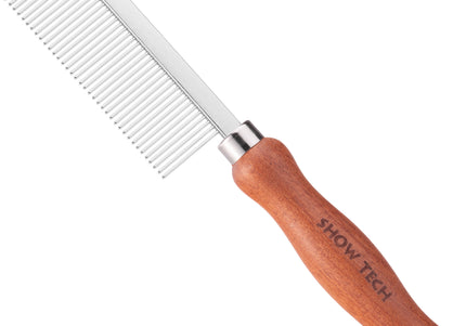 Show Tech Metal Grooming Comb with Wooden Handle – Medium Width, Durable Design