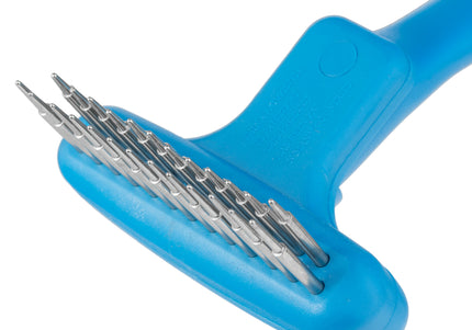 Vivog Double Cross Currycomb – Stainless Steel Rotating Teeth, Ergonomic Grooming Tool