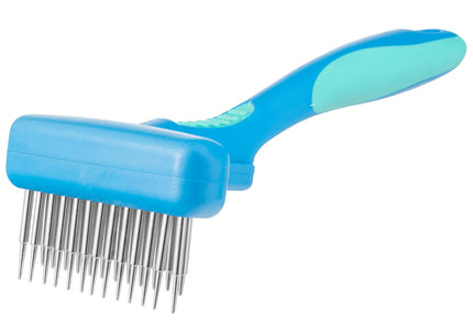 Vivog Double Cross Currycomb – Stainless Steel Rotating Teeth, Ergonomic Grooming Tool