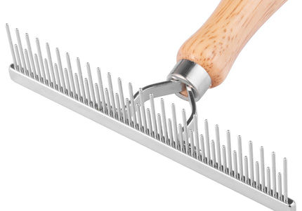 Miranda Cross Grooming Comb – Mixed Tooth Spacing with Ergonomic Wooden Handle