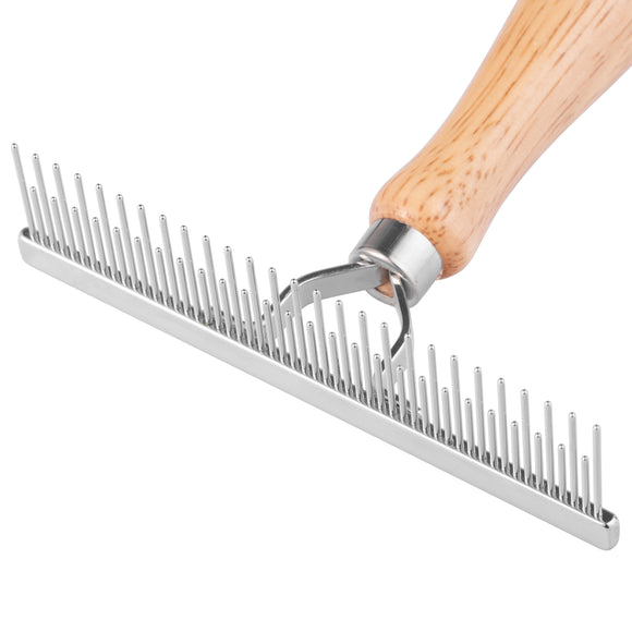 Miranda Cross Grooming Comb – Mixed Tooth Spacing with Ergonomic Wooden Handle