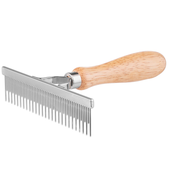 Miranda Cross Grooming Comb – Mixed Tooth Spacing with Ergonomic Wooden Handle