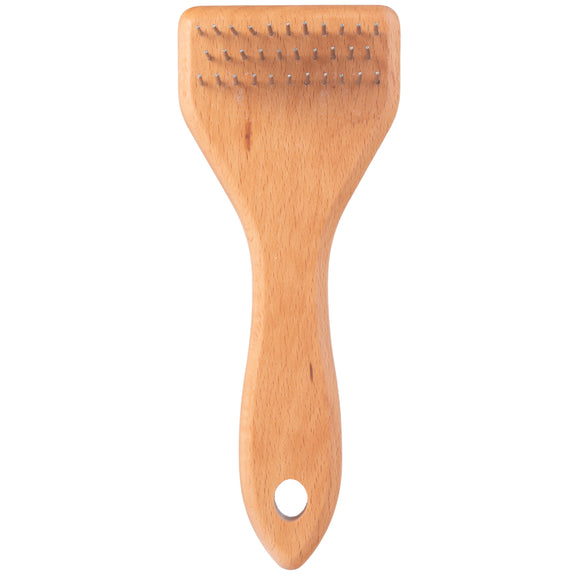 Show Tech Row Rake Wooden Currycomb – Three-Row Needle Design for Effective Detangling