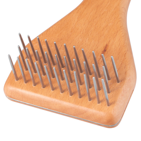 Show Tech Row Rake Wooden Currycomb – Three-Row Needle Design for Effective Detangling