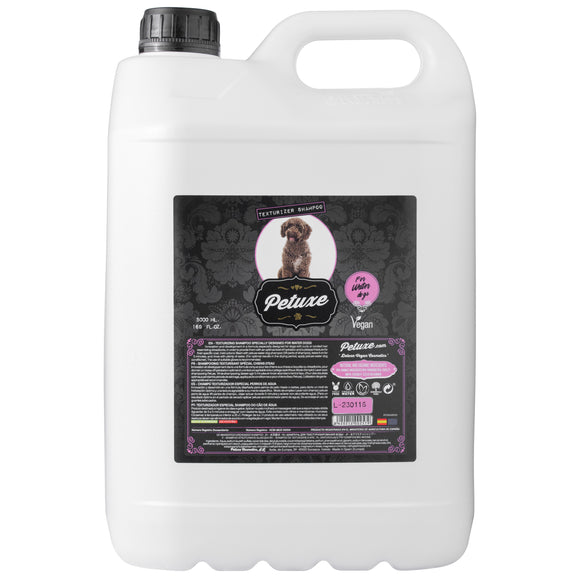 Petuxe Texturizing Shampoo – Vegan Moisturizing Formula, Concentrated 1:4, 5L for Curly Coats