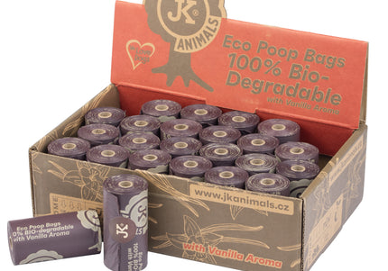 JK Animals Biodegradable Poop Bags Box – 24 Rolls, Eco-Friendly and Durable Disposal Solution