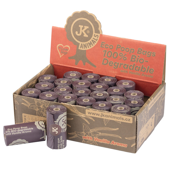 JK Animals Biodegradable Poop Bags Box – 24 Rolls, Eco-Friendly and Durable Disposal Solution