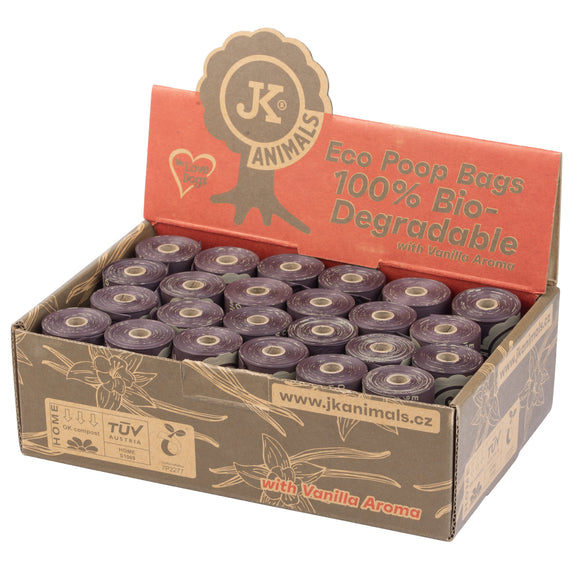 JK Animals Biodegradable Poop Bags Box – 24 Rolls, Eco-Friendly and Durable Disposal Solution