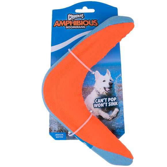 Chuckit! Amphibious Boomerang – Floating Fetch Toy, Durable Water-Resistant Design, Orange