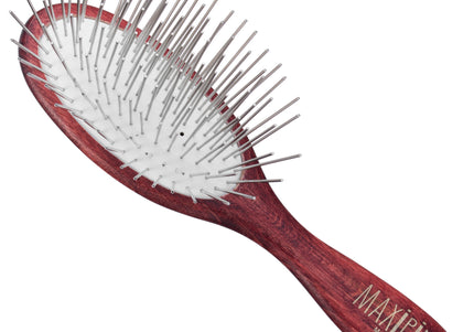 Maxi Pin Small Oval Grooming Brush – Long 35mm Metal Pins, Gentle Detangling Tool