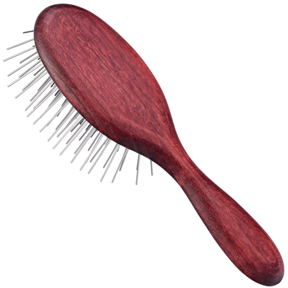 Maxi Pin Small Oval Grooming Brush – Long 35mm Metal Pins, Gentle Detangling Tool